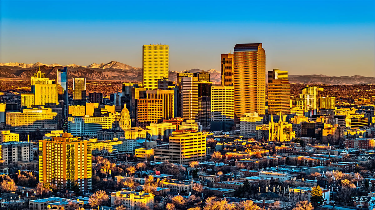 Downtown Denver with mountains